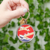 Vliegtuig die  WPA Kleurrijk vliegen Sleutelhanger (Hand)