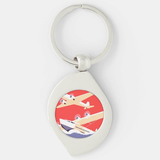 Vliegtuig die WPA Kleurrijk vliegen Sleutelhanger (Voorkant)
