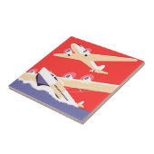 Vliegtuig die  WPA Kleurrijk vliegen Tegeltje (Zijkant)