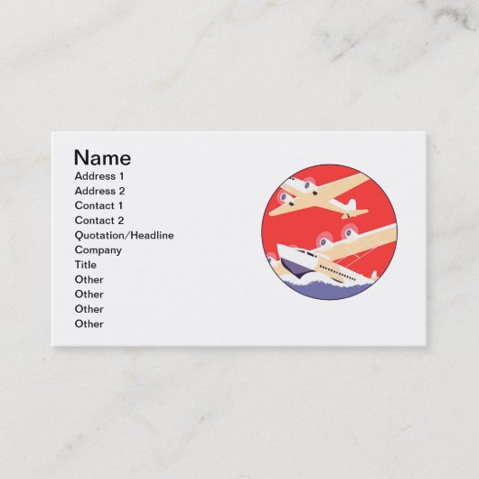 Vliegtuig die  WPA Kleurrijk vliegen Visitekaartje (Voorkant)