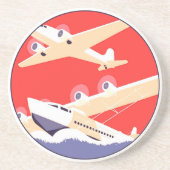 Vliegtuig die  WPA Kleurrijk vliegen Zandsteen Onderzetter (Voorkant)