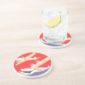 Vliegtuig die  WPA Kleurrijk vliegen Zandsteen Onderzetter (Zijkant)