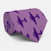 Vliegtuig diep Paars op Dusty Plum Stropdas (Opgerold)