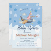 Vliegtuig Dino Clouds Het is een Baby shower. Kaart (Voorkant / Achterkant)