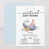 Vliegtuig Dino Zigzag Virtual Baby shower Kaart (Voorkant / Achterkant)