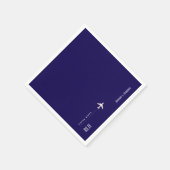 Vliegtuig donkerblauw gepersonaliseerd servet (Hoek)