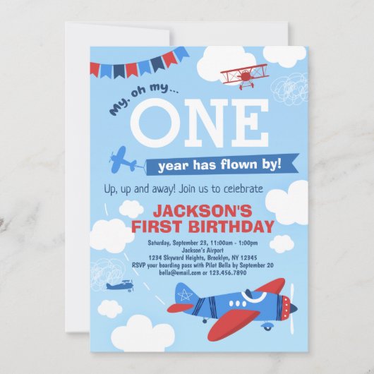 Vliegtuig Een jaar heeft gevlogen op 1e verjaardag Kaart (Voorkant)