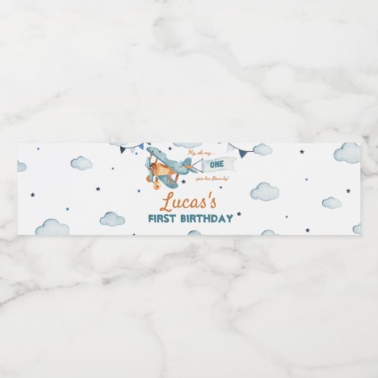  vliegtuig eerste geboorte waterflesetiket waterfles etiket (Enkel label)