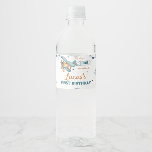  vliegtuig eerste geboorte waterflesetiket waterfles etiket (Voorkant)
