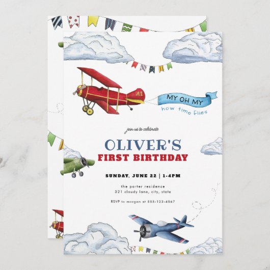  vliegtuig eerste uitnodiging op zaterdag (Voorkant / Achterkant)