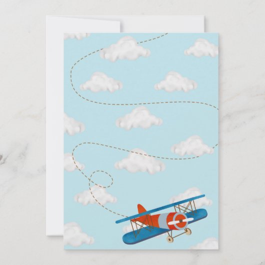  vliegtuig eerste uitnodiging van de verjaardag (Achterkant)