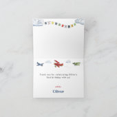  vliegtuig eerste verjaardag dank u bedankkaart (Binnen)