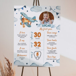 Vliegtuig eerste verjaardag Foto-mijlpaal Poster
