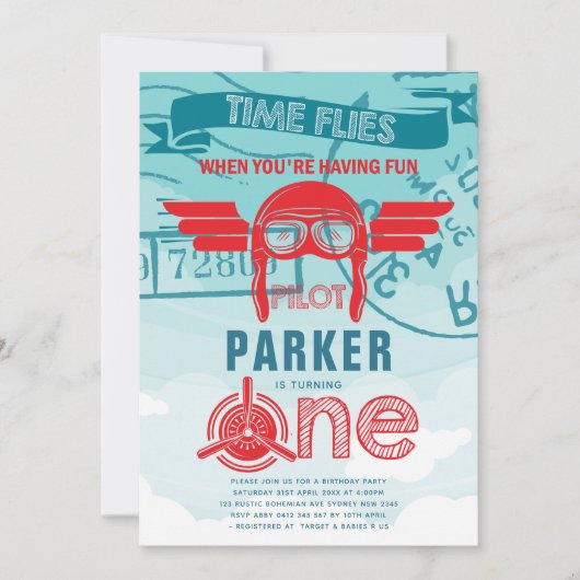 Vliegtuig eerste verjaardag kaart (Voorkant)