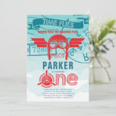 Vliegtuig eerste verjaardag kaart (Staand voorkant)