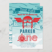 Vliegtuig eerste verjaardag kaart (Voorkant / Achterkant)