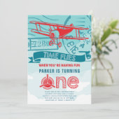 Vliegtuig eerste verjaardag kaart (Staand voorkant)