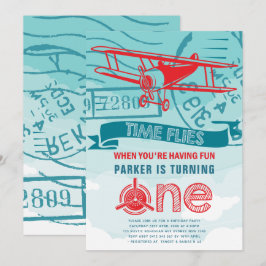 Vliegtuig eerste verjaardag kaart