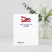 Vliegtuig Eerste Verjaardag Tijdcapsule Bericht Ka (Staand voorkant)