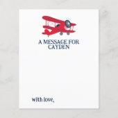 Vliegtuig Eerste Verjaardag Tijdcapsule Bericht Ka (Voorkant)