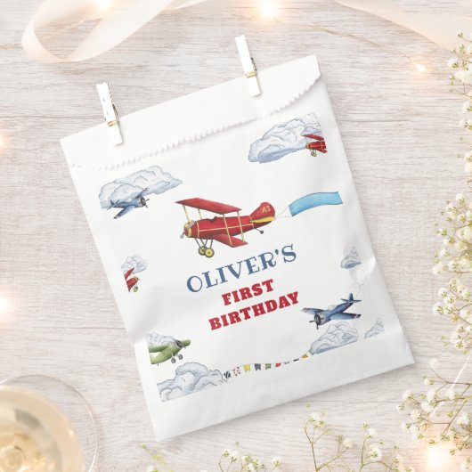  vliegtuig eerste verjaardag voorkeurstassen bedankzakje (Geknipt)