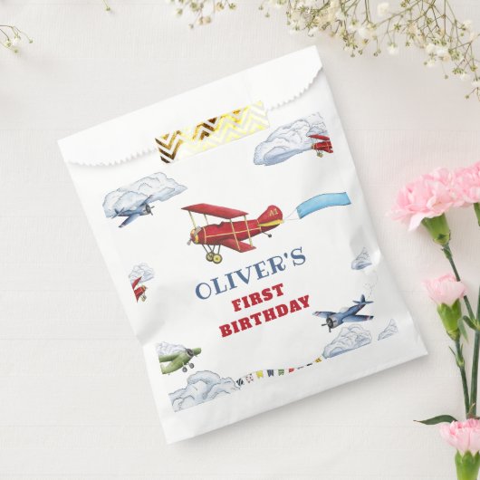  vliegtuig eerste verjaardag voorkeurstassen bedankzakje (Gezegeld)
