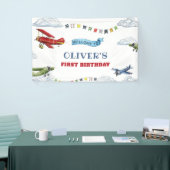  vliegtuig eerste verjaardag welkomstbanner spandoek (Beurs)