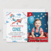  Vliegtuig Eerste Verjaardagsfeestuitnodiging Kaart (Voorkant)