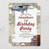  vliegtuig en bagage World Travel Birthday Kaart (Voorkant / Achterkant)