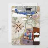  vliegtuig en bagage World Travel Birthday Kaart (Achterkant)