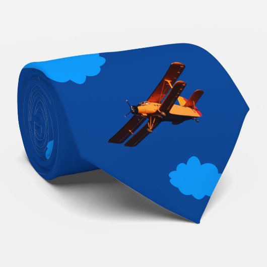 Vliegtuig en blauwe wolken:  vliegtuig /Luchtvaart Stropdas (Opgerold)