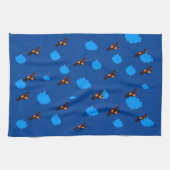 Vliegtuig en blauwe wolken:  vliegtuig /Luchtvaart Theedoek (Horizontaal)