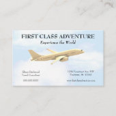 Vliegtuig en Blue Sky Reisagent Visitekaartje (Voorkant)