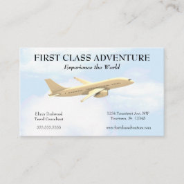 Vliegtuig en Blue Sky Reisagent Visitekaartje