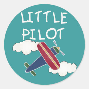 Vliegtuig en Clouds Little Pilot Ronde Sticker