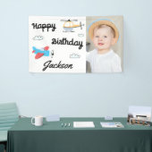Vliegtuig en helikopter Foto Happy Birthday Spandoek (Beurs)