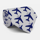 vliegtuig- en kompasontwerp donkerblauw stropdas (Opgerold)