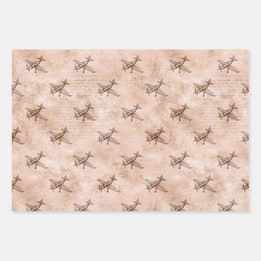 vliegtuig en krantenpapier inpakpapier vel (Voorkant)