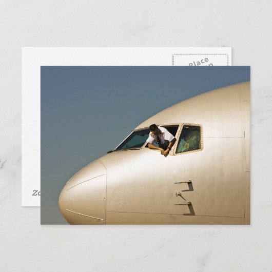 Vliegtuig en piloot briefkaart (Voorkant / Achterkant)