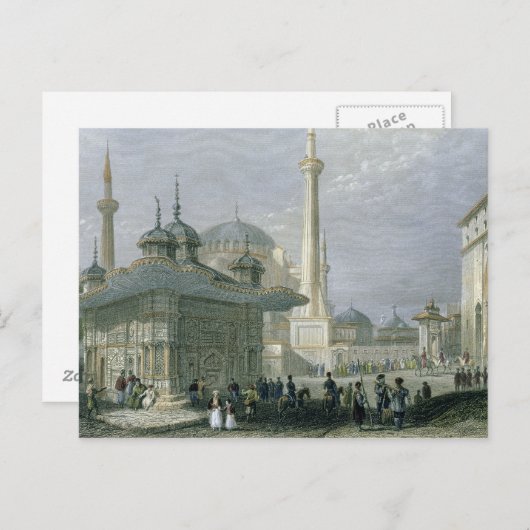Vliegtuig en plein van de Sofia, Istanbul, engra Briefkaart (Voorkant / Achterkant)