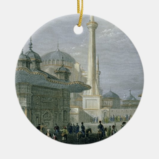 Vliegtuig en plein van de Sofia, Istanbul, engra Keramisch Ornament (Voorkant)