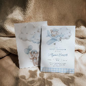 Vliegtuig en Teddy Bear Baby shower Kaart