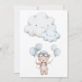Vliegtuig en Teddy Bear Baby shower Kaart (Achterkant)