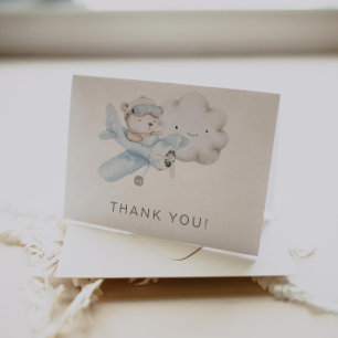 Vliegtuig en Teddy Bear Baby shower of Verjaardag Bedankkaart