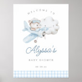 Vliegtuig en Teddy Bear Baby shower Welkomstbord Poster (Voorkant)