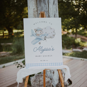 Vliegtuig en Teddy Bear Baby shower Welkomstbord Poster