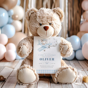 Vliegtuig en Teddy Bear Verjaardag Kaart