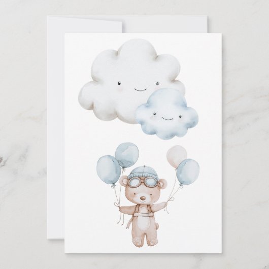 Vliegtuig en Teddy Bear Verjaardag Kaart (Achterkant)