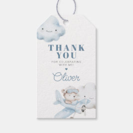 Vliegtuig en Teddybeer Baby Shower of Verjaardag Cadeaulabel