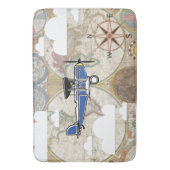 vliegtuig en Wereldkaart avontuur Badmat (Voorkant Verticaal)